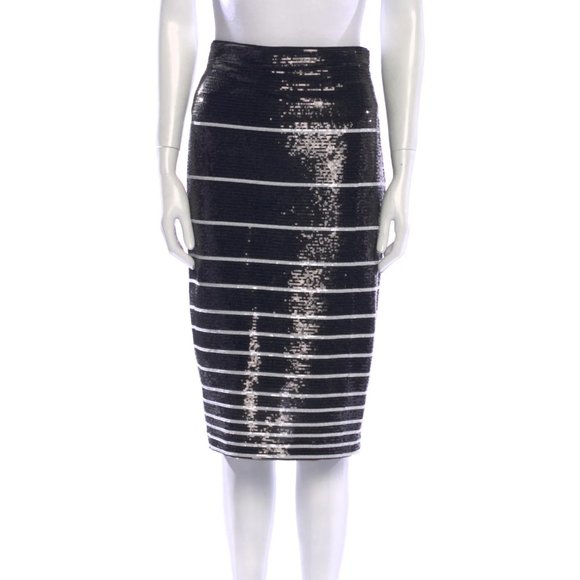 ALICE + OLIVIA Striped Knee-Length Skirt - Picture 1 of 2